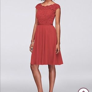 David’s Bridal Dress F17019 Guava Size 18